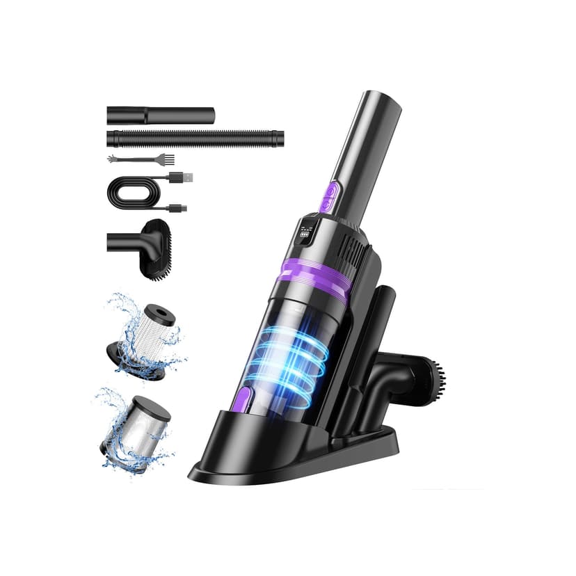 Handheld Vacuum Cordless Rechargeable 2-Speed Modes| 3-in-1 Portable Cordless Vacuum Cleaner with Charging Dock, for Car Home Office and Pet Hair (Purple)