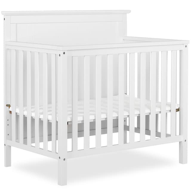Dream On Me Ava 4-in-1 Mini Baby Crib with Daybed & Twin Bed Conversion in White, GreenGuard Gold & JPMA, Non-Toxic Finish, 3-Position Adjustable Height, Includes 1″ Mattress Pad