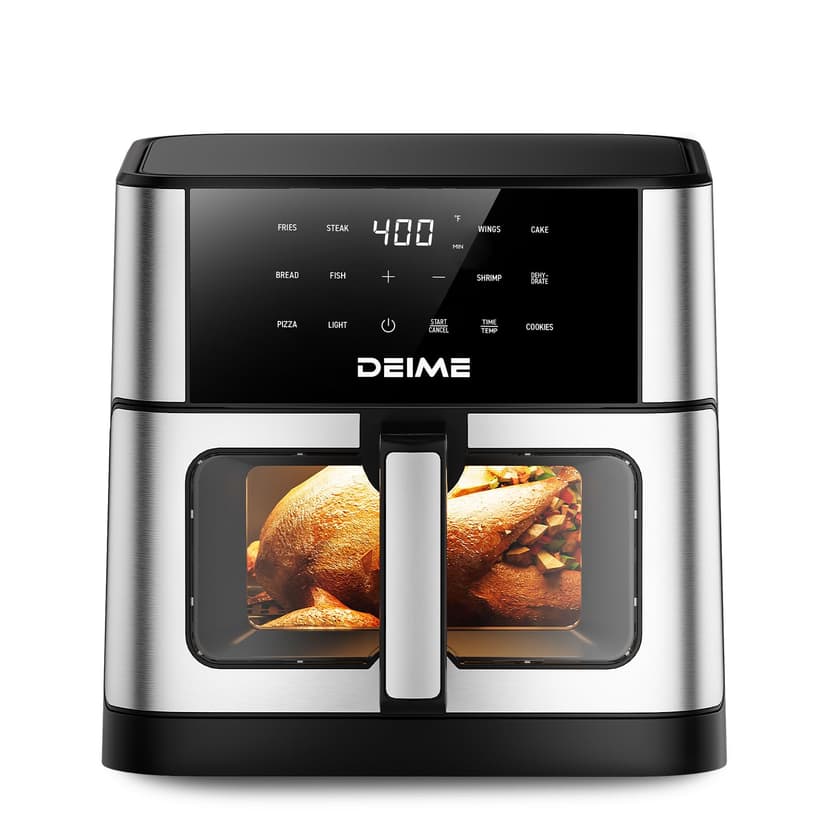 DEIME Air Fryer 10.2 QT Oilless 1700W Large Capacity Oven Air Fryers Healthy Cooker with 10 Preset, Large AirFryer for Families Visual Cooking Window, Non-Stick Basket, Included Recipe