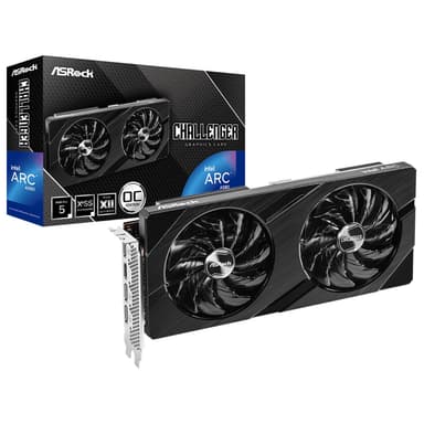 ASRock Challenger Intel ARC A580 CL 8G GDDR6 256-bit Dual Fan Design 2000 MHz 16 Gbps 0dB Silent Cooling