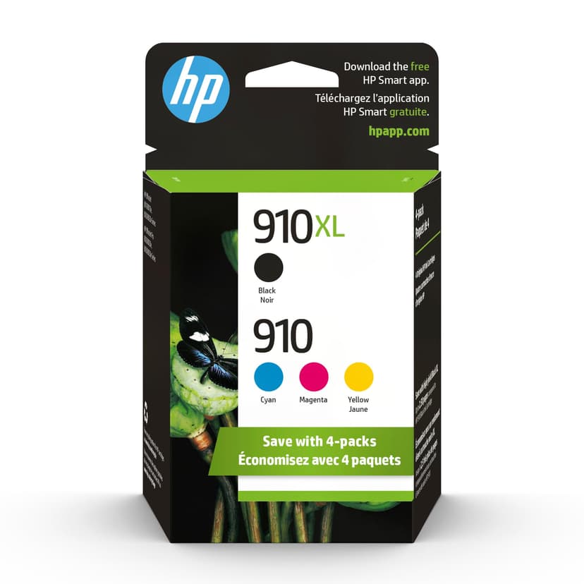 HP 910 Black, Cyan, Magenta, Black Ink Cartridge (Black XL + CMY)