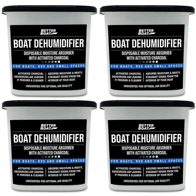 Moisture Absorber 4 Pack with Activated Charcoal Dehumidifier Bucket, Unscented Odor Absorber for Closet Basement Bathroom Boat RV, Disposable - Better Boat