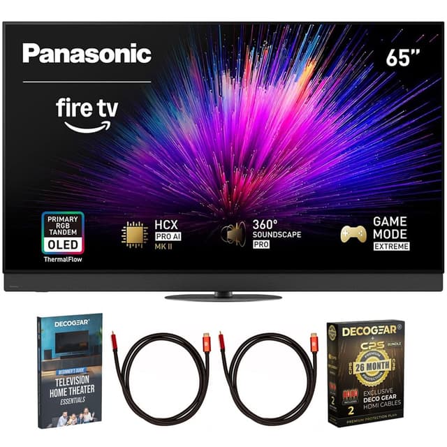 Panasonic TV-65Z95BP Z95BP Series 65 inch LED 4K Ultra HD Smart Fire TV Bundle with 2X 6FT Universal 4K HDMI Cable, Theater Essentials and CPS Exclusive 26 Month Protection Pack BEACH-CPS-26M3500ATV