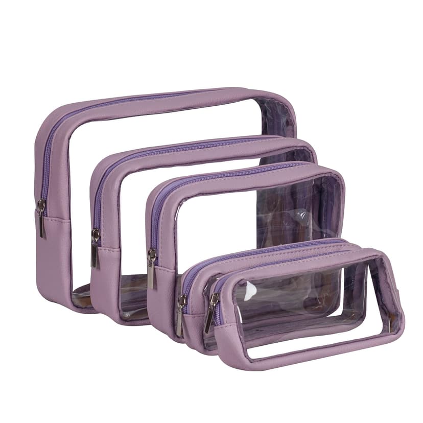 Remobia Hicol TSA Approved 5-Piece Diaper Bag Organizer Pouch Set Clear Waterproof TPU Kids Toiletry Storage Set Travel Packing Clutch Cube Bags for Baby Nursing (Purple)