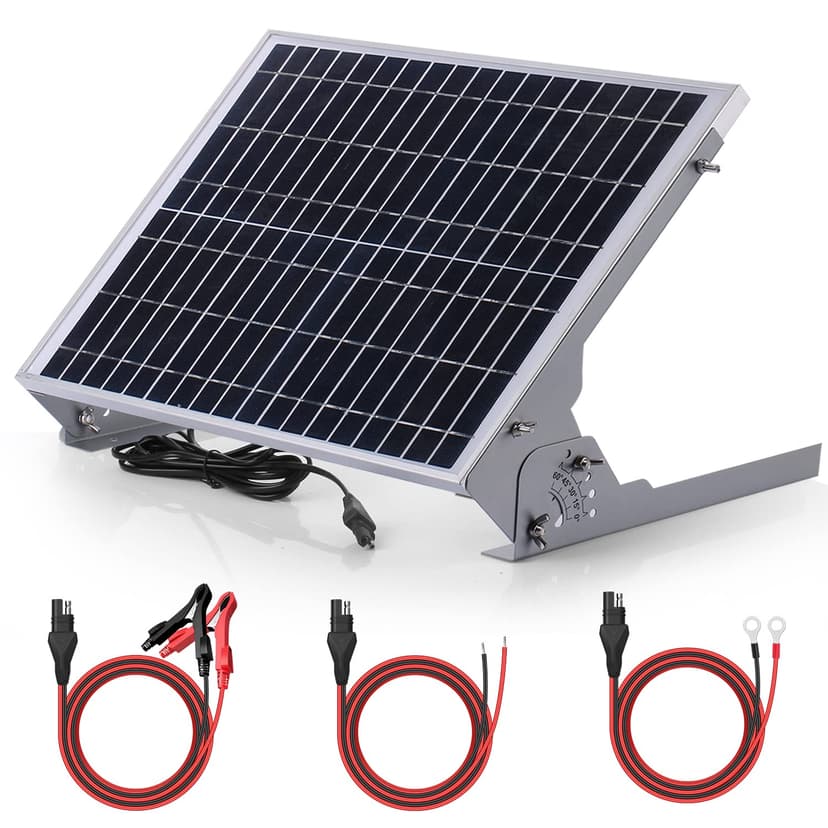 SUNER POWER 20W 12V Solar Battery Charger Maintainer, Built-in Smart MPPT Charge Controller, Adjustable Mount Bracket, Waterproof 20 Watt Solar Panel Kits for Car Automotive Boat Marine RV Trailer