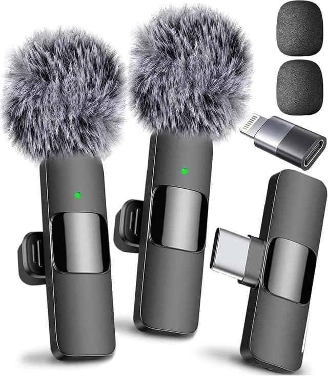 Mini Mic Pro (Latest Model) - Wireless Mini Microphone for iPhone, iPad, Android - 2 Pack Lavalier Microphone for Video Recording - iPhone Mic Crystal Clear Recording with USB-C for Content Creators