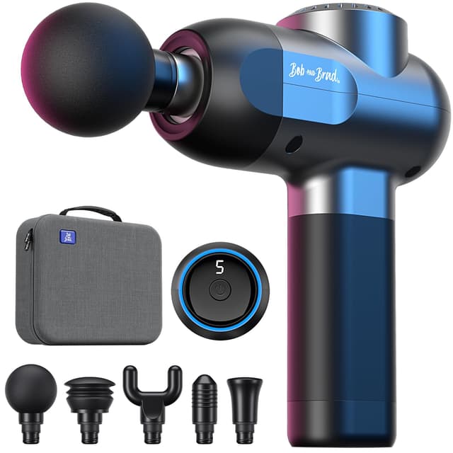 BOB AND BRAD C2 Massage Gun, FSA Eligible & HSA Approved Deep Tissue Percussion Massager Gun, Muscle Massager with 5 Speeds and 5 Heads, Electric Back Massagers for Professional Athletes Home Gym