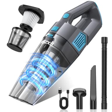 Gxzsk Handheld Vacuum Cordless, 15000PA Strong Suction Hand Held Car Vacuum Cleaner Rechargeable, Portable Hand Vacuum with Multi-Nozzles & Washable Filter for Home Office, Car, Pets