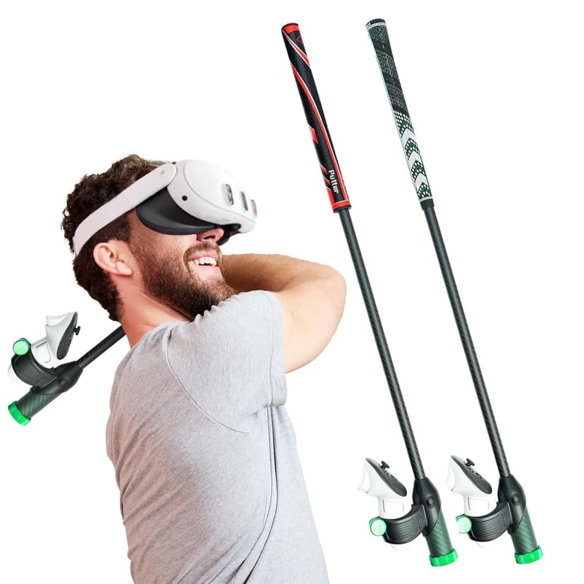 DriVR Elite Standard Putter Combo - Realistic VR Golf Simulator Handle - Carbon Fiber VR Golf Club Handle for Quest 2, 3 and Pro - Adjustable Weighted VR Golf Simulator Grip