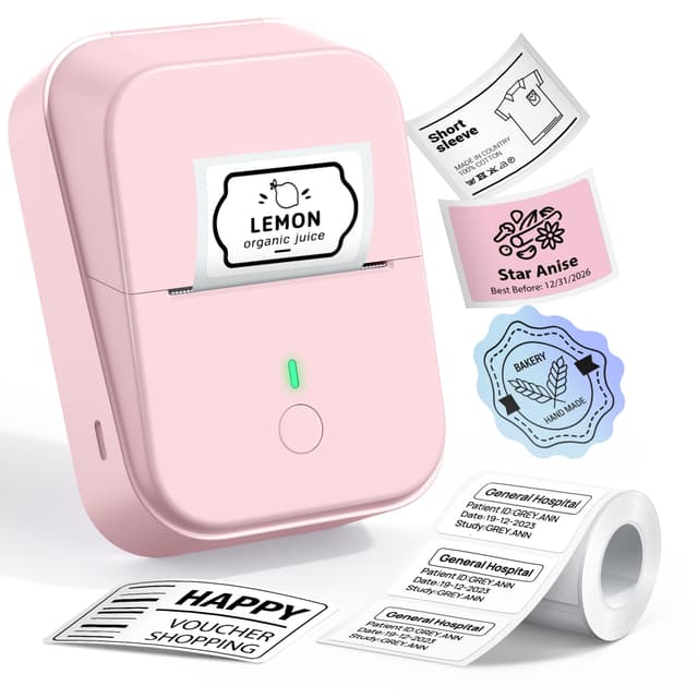 ETIKEZ PM260 Label Maker Machine, 2 Inch Label Maker Bluetooth Label Printer, Inkless Portable Labeler with Smart AI APP for Home, Kitchen, School, Office Organization, Pink