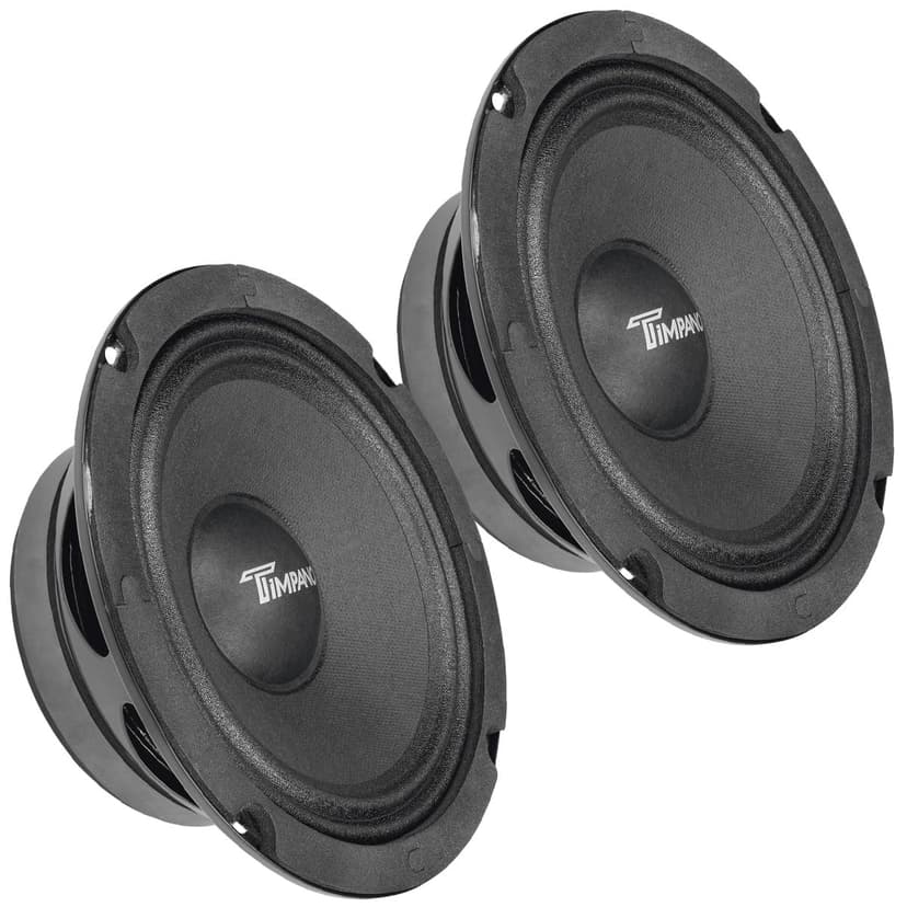 Timpano 6.5 Inch Shallow Midrange Speaker 500 Watts TPT-MR6-4 PRO Bundle 6.5 Midrange Speakers 4 Ohm Shallow Mount Car Audio Speaker, Pro Audio Loudspeaker Compact for Doors (Pair)