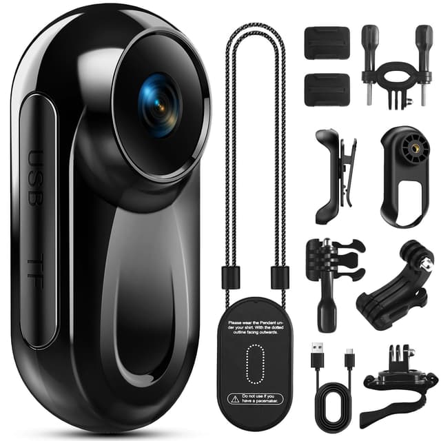 Mini Body Camera 1080P, 512G Thumb Vlogging Cam Hands-Free Recording, Action Camera with 360° Rotate Clip&Magnetic Clip, Wearable Video Recorder for Traveling/Motorcycle(SD Card Not Included) Black