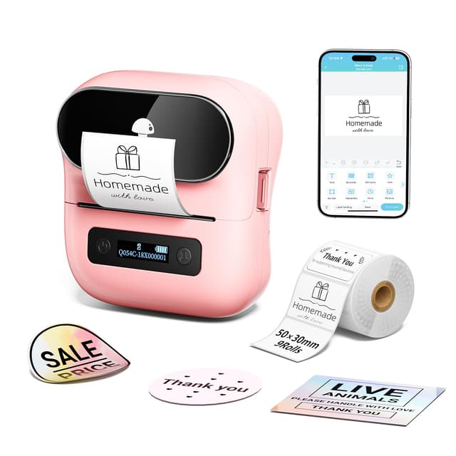 Phomemo M220 Bluetooth Label Maker - Portable Thermal Printer for Small Business Office Home - 700+ Templates 6000+ Icons - Compatible Phone, PC