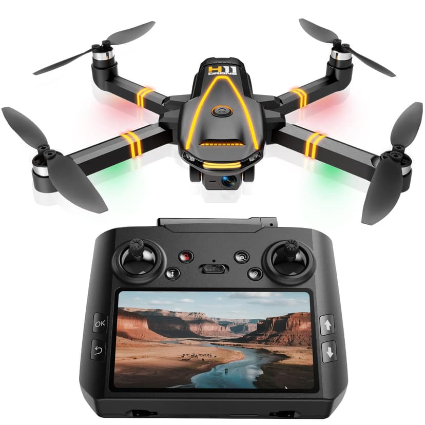 GPS Drone with EIS 4K Camera for Adults Kids, RC Drones with 4.5 inch HD Screen on Controller,Auto Return,2 Batteries for 45 min Flight Time,Long Range Transmission,Circle Fly and Follow Me Mode,Foldable Quadcopter for Beginner Kids Gifts Toy,Under 249g