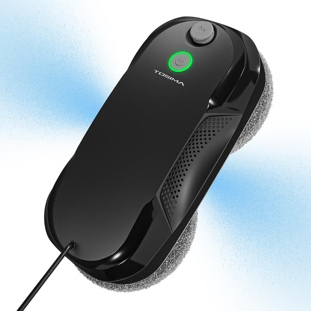 Tosima W5 Window Cleaning Robot, Dual Direction Auto-Spray Smart Window Cleaner with Triple Safety System, Smart Navigation, Remote Control, for All Smooth Surfaces, with 8 Rags, Black