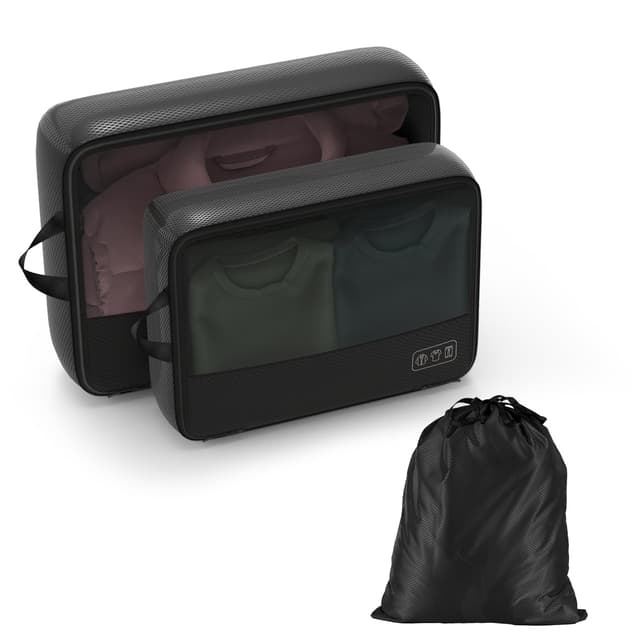 IDCYMOUL Ultralight Compression Packing Cubes, 3 Set Lightweight Travel Packing Organizer for Suitcase, Double-Zipper Packing Cubes with Laundry Bag for Weekend Trip