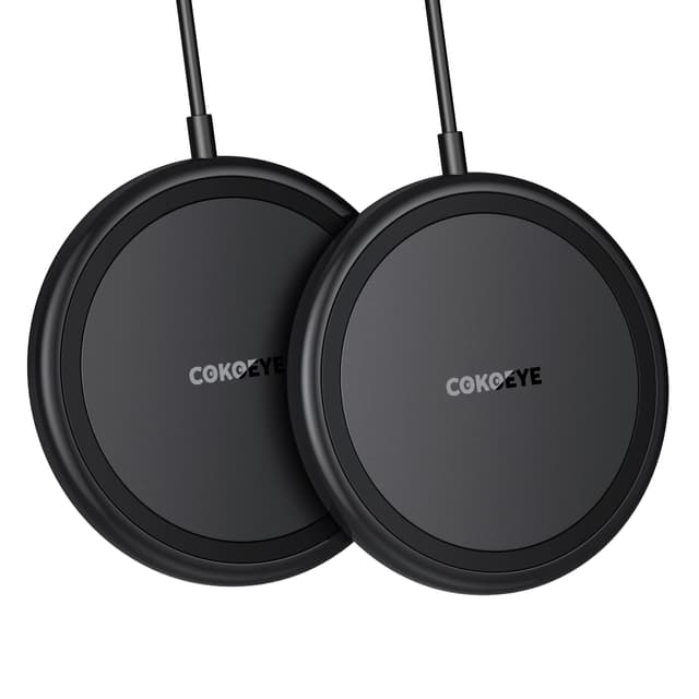 COKOEYE Wireless Charger, 15W Max Fast Wireless Charging Pad 2-Pack Compatible with iPhone 17/17 Air/17 Pro/17 Pro Max/16/15/14/13/12/Samsung S24/S24Ultra/S23Ultra/S22/S21,AirPods Pro2