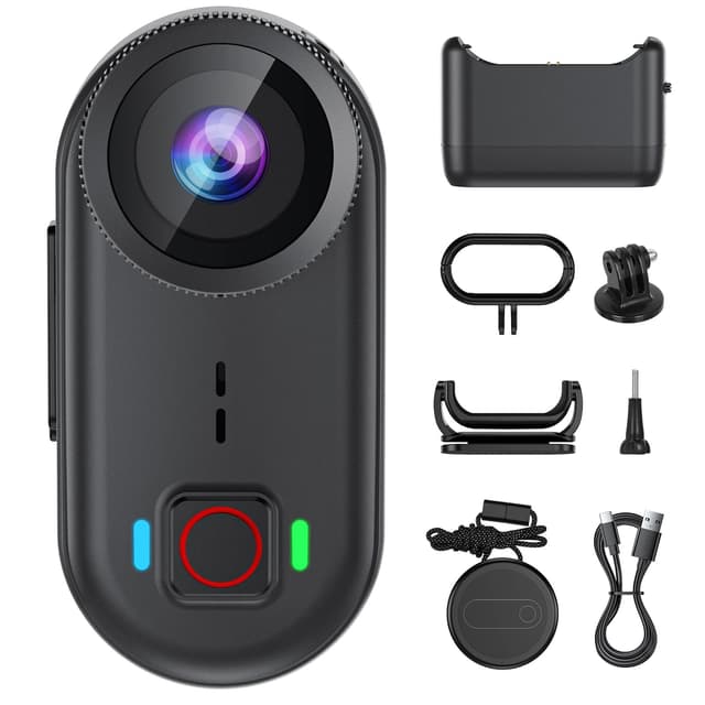 toberto 4K Thumb Action Camera, Mini Body Camera with WiFi, Magnetic Wearable 150° Hands-Free Recording POV Camera, EIS Stabilization, Waterproof, 64GB, Mount Anywhere for Sports Vlogging (Black)