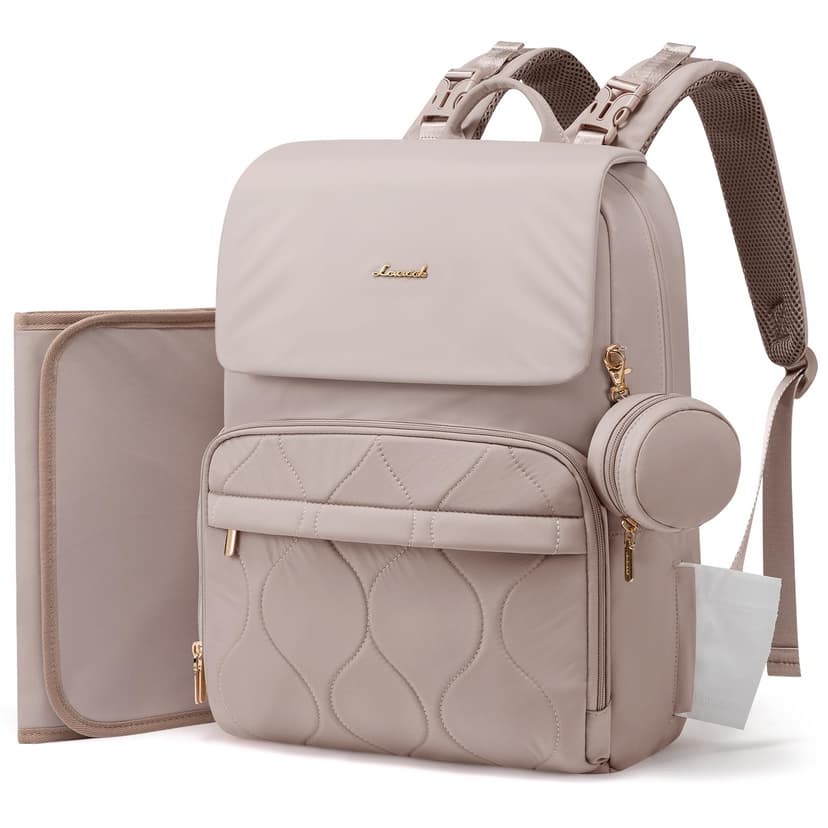 LOVEVOOK Diaper Bag Backpack, Baby Travel Bags for Boys & Girl, Toddler Waterproof Diaper Bag w/Changing Pad (Camel, 15.6''-Small)