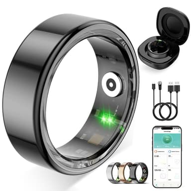 Smart Ring for Women Men,Fitness Tracker Ring with Heart Rate, Sleep Monitoring, Blood Oxygen, Step Counting for iOS and Android, No Subscription Fee, Waterproof, Valentines Day Gifts(Black, 11)
