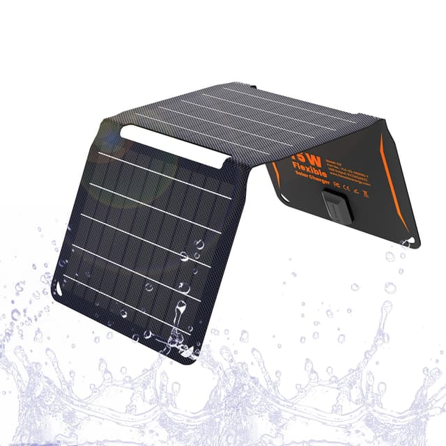 [Upgraded] FlexSolar 15W Small Solar Panel Charger 5V USB Output ETFE Lightweight Foldable Portable Powerfilm Energy IP67 Waterproof Emergency Camping Hiking Backpacking for Cell Phones Fans