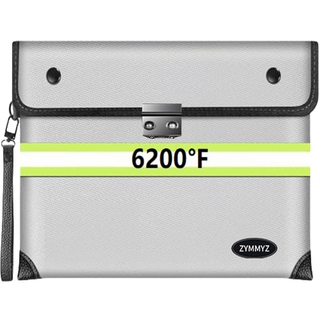 Upgraded 6200°F Fireproof Document Bag Waterproof with Zipper,9 Layers of Heat Insulated Materials,Fireproof Money Bag for Cash,Valuables and Important Documents