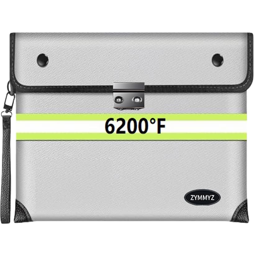 Upgraded 6200°F Fireproof Document Bag Waterproof with Zipper,9 Layers of Heat Insulated Materials,Fireproof Money Bag for Cash,Valuables and Important Documents