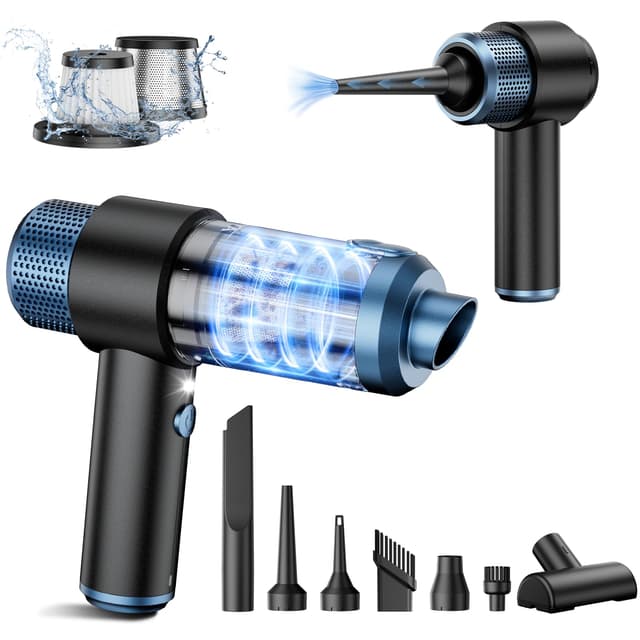 EYYA Handheld Car Vacuum Cleaner Cordless, 15000PA High Power Vacuum & Air Duster, 4-in-1 Portable Mini Vacuum with LED Light, Hand Held Vacuum Cleaner for Car Home Office