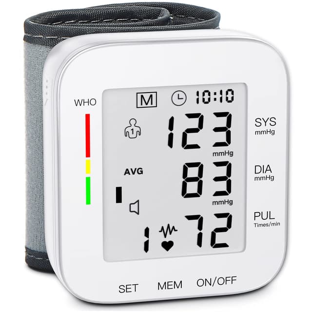 MMIZOO Wrist Blood Pressure Monitor Large LCD Display BP Machine Adjustable Cuff 5.31-7.68 inch Automatic 99x2 Sets Memory with Carrying Case for Home Use (W1681)