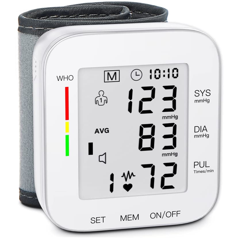 MMIZOO Wrist Blood Pressure Monitor Large LCD Display BP Machine Adjustable Cuff 5.31-7.68 inch Automatic 99x2 Sets Memory with Carrying Case for Home Use (W1681)