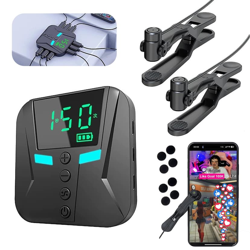 STRONGBERRY Auto Clicker with 2pcs Click Heads for iPhone iPad, Phone Screen Tapper for Android IOS, Simulated Finger Continuous Clicking, Adjustable Phone Clicker for Gaming, Live Broadcasts Likes, Lightning Deal, Reward Tasks, Adjustable with 50 Clicks per Second, Ultra-Slow Mode