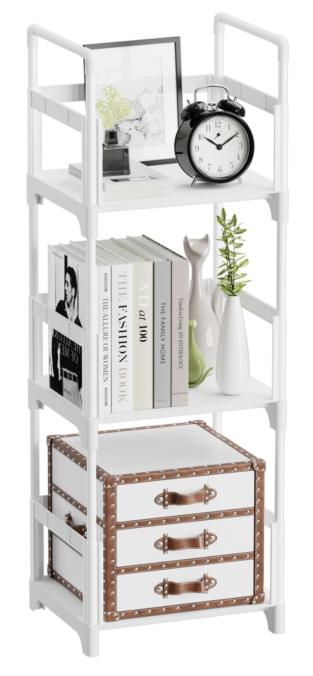 FIDUCIAL HOME 3 Tiers Small Bookshelf Book Shelf White Kids Bookcase Mini Short Book Rack Storage Organizer Easy Assemble, Sturdy