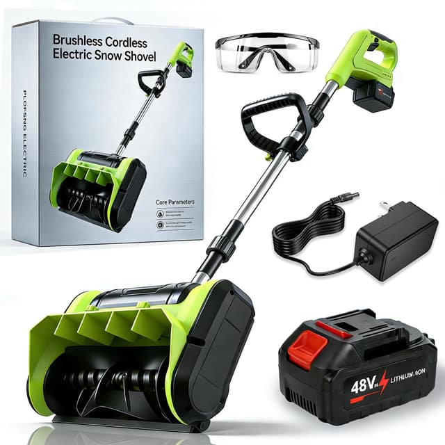 Brushless Cordless Electric Snow Shovel, 13.5 Inch Battery Powered Snow Shovel with 2X 4.0Ah Battery, 26FT Throw Distance, Powerful Snow Blower for Pathway, Patio, Driveway Snow Removal (1Bat)