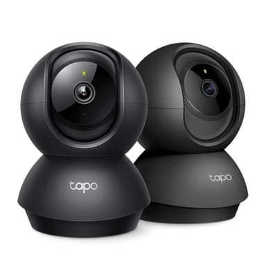 Tapo 2K Indoor Pan/Tilt Wired Security Camera - Works as a Baby Monitor & Pet Camera, Motion Detection, 2-Way Audio, Siren, Night Vision, No-Subscription Local Storage or Optional Cloud, C211 (2-Pack)