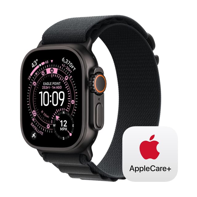 Apple Watch Ultra 3 [GPS + Cellular 49mm] Running & Multisport Smartwatch w/ Rugged Titanium Case w/ Black Alpine Loop - S w/ AppleCare+ (2 years)