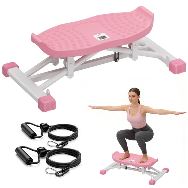 DlandHome Balance Board, Rock Stepper with 2 Resistance Bands & Lcd Monitor, Simulate Ski Machine for Exercise at Home, Ski Balance Trainer for Full Body, 265lbs Weight Capacity