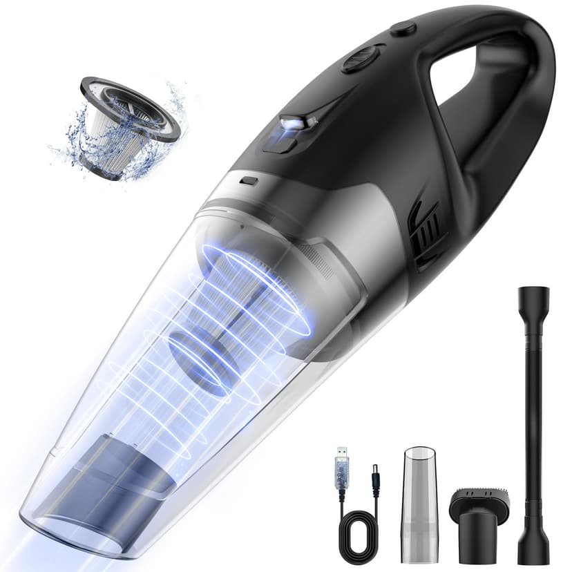 BSRCO Handheld Vacuum Cordless Rechargeable 3-in-1, Car Vacuum Portable Cordless with USB Charge, Handheld Vacuum with LED Light, HEPA Filter, 1.65LBs Lightweight Vacuum Cleaner for Dust, Pet Hair