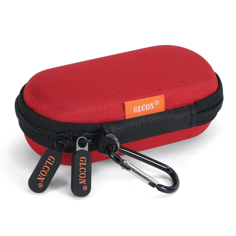 GLCON Red Mini Portable Case for Kardiamobile EKG Heart Monitor, Hearing Aids, In Ear Monitor - Small IEM Carrying Case Hard Earbud Pouch for Wired Earbuds, Earpods, Earplug, Keychain, Coin, Cable