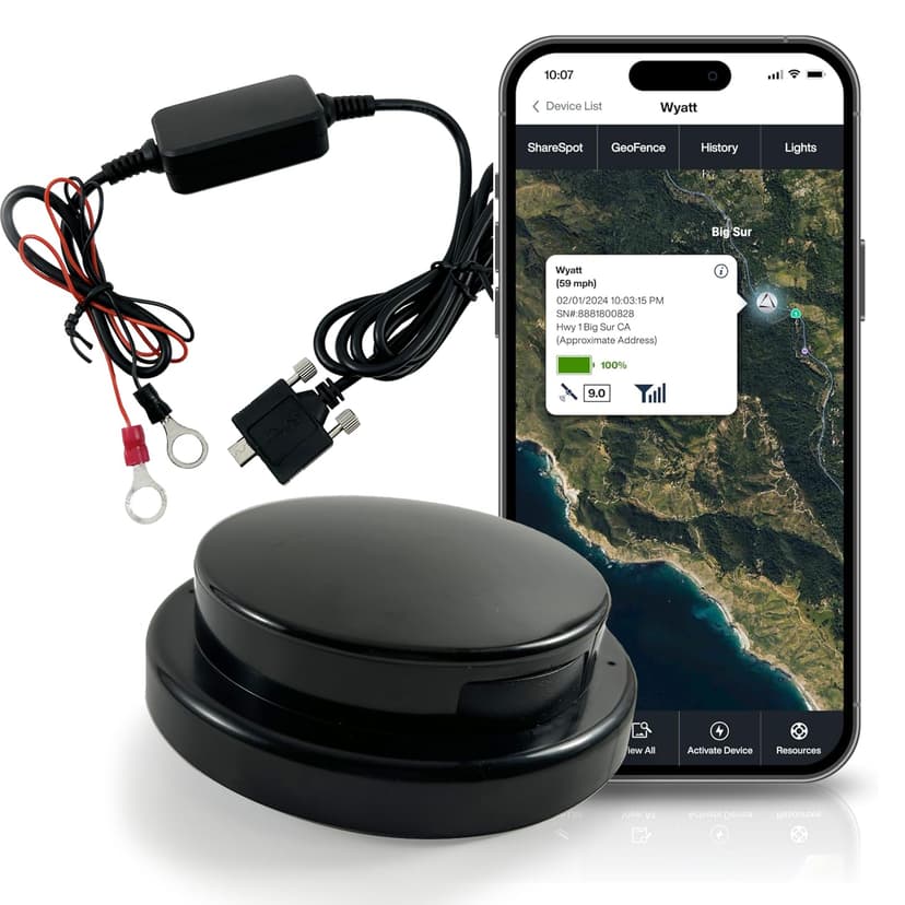 LandAirSea Overdrive Permanent GPS Tracker - Includes Waterproof Hardwire Kit and Permanent Mount. Perfect for Long-Term Tracking of Equipment, Vehicles, and More. Real-Time Global Tracking.