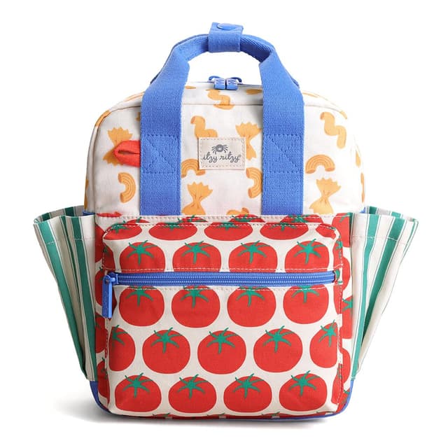 Itzy Ritzy Toddler Backpack - Daycare Bag - Features Adjustable Shoulder Straps, 2 Side Pockets & Spacious Interior with Wipeable Fabric Lining & Name Label, Pasta