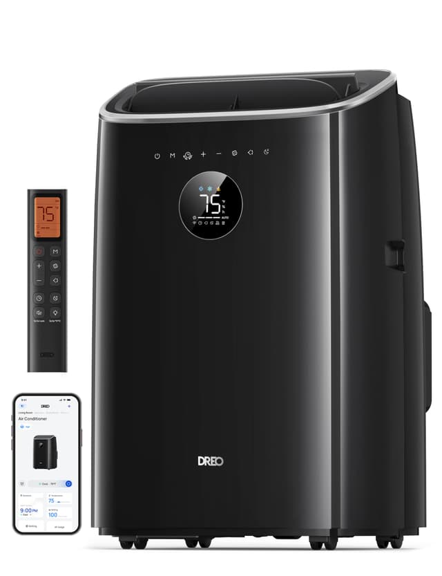 DREO Portable Air Conditioners, 8000 BTU ASHRAE (5000 BTU DOE) Smart AC Unit for Bedroom with Drainage-free Cooling, 45dB Quiet, APP/Voice/Remote, Portable AC for Room Indoors, AC318S