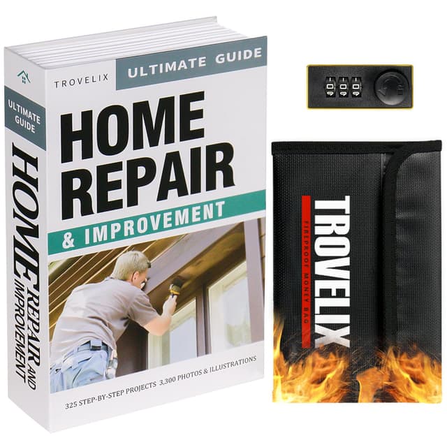 Book Safe with Combination Lock, Hidden Safe (9.5 x 6.2 x 2.2 Inch) with Fireproof Bag, Secret Diversion Safe, Hollow Book Box Hidden Storage, Money Safe Box for Cash (HOME REPAIR)