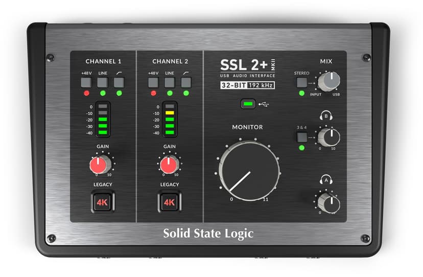Solid State Logic SSL 2 Plus MKII USB Audio Interface with Dual Headphones, Four Balanced Outputs, and Class-Leading Mic Preamps