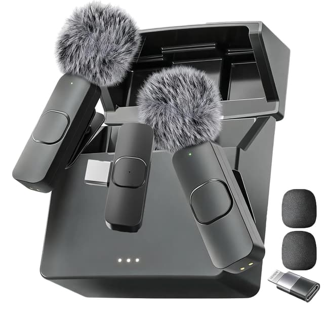 Mini Mic Pro (Latest Model - Wireless Microphone for iPhone, iPad, Android, Lavalier Microphone for Video Recording - iPhone Mic Crystal Clear Recording with USB-C (with Charging Case)