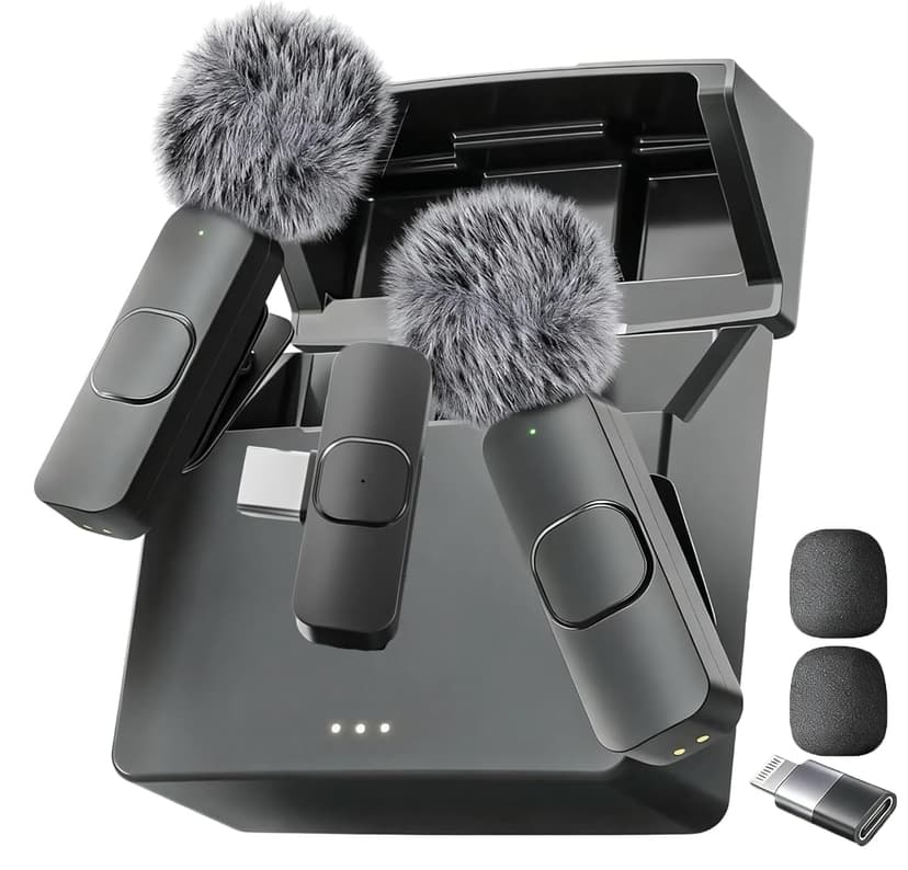 Mini Mic Pro (Latest Model - Wireless Microphone for iPhone, iPad, Android, Lavalier Microphone for Video Recording - iPhone Mic Crystal Clear Recording with USB-C (with Charging Case)