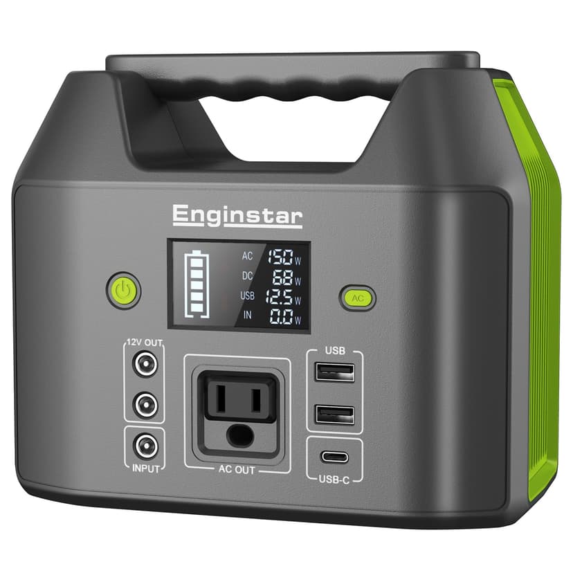 EnginStar Portable Power Station, 150W 155Wh Power Bank with 110V AC Outlet, 6 Outputs External Battery Pack Portable Backup Battery Laptop Charger with LED Light for Home Camping