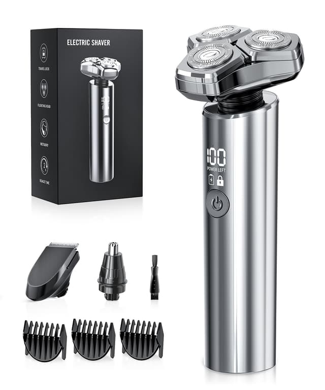 GLLAVA Electric Razor for Men，10,000RPM High-Speed Motor, IPX8 Waterproof, USB Fast Charging, Quick Charge & Travel Lock,Upgrade Icy Gray