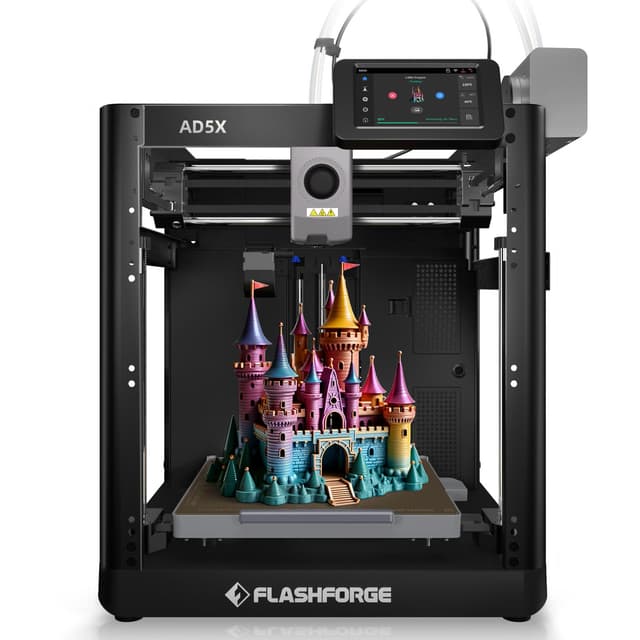 FLASHFORGE AD5X Multi-Color 3D Printer with IFS, 600mm/s High Speed, 300°C High Temp Direct Extruder, Fully Auto Leveling, All Metal CoreXY,4-Color Printing for PLA-CF,PETG-CF, 220x220x220mm