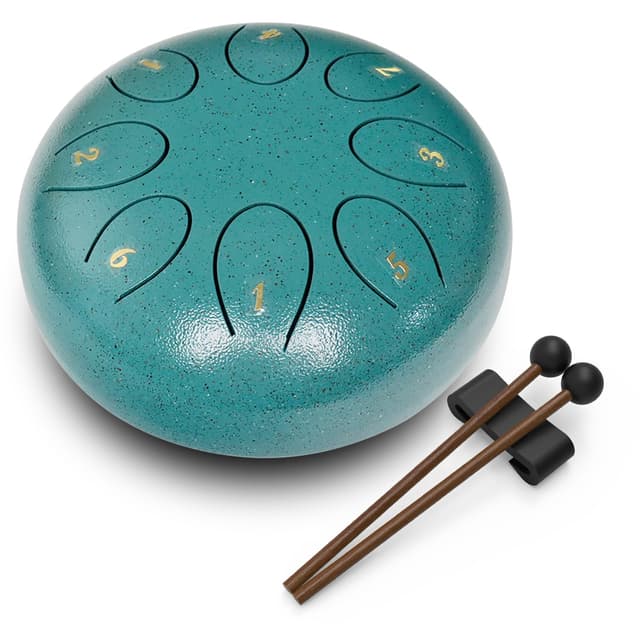 REGIS Steel Tongue Drum 6 Inch 8 Notes, Rain Drum Style Calming Percussion Instrument for Relaxation & Meditation, Musical Gift for Adults & Beginners(malachite)