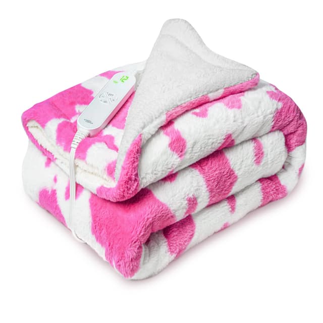 GOQO TOMO Weighted Electric Heated Blanket 36" x 48" Warming Blanket with 12 Heating Levels, Glass Beads - M3648(Pink)